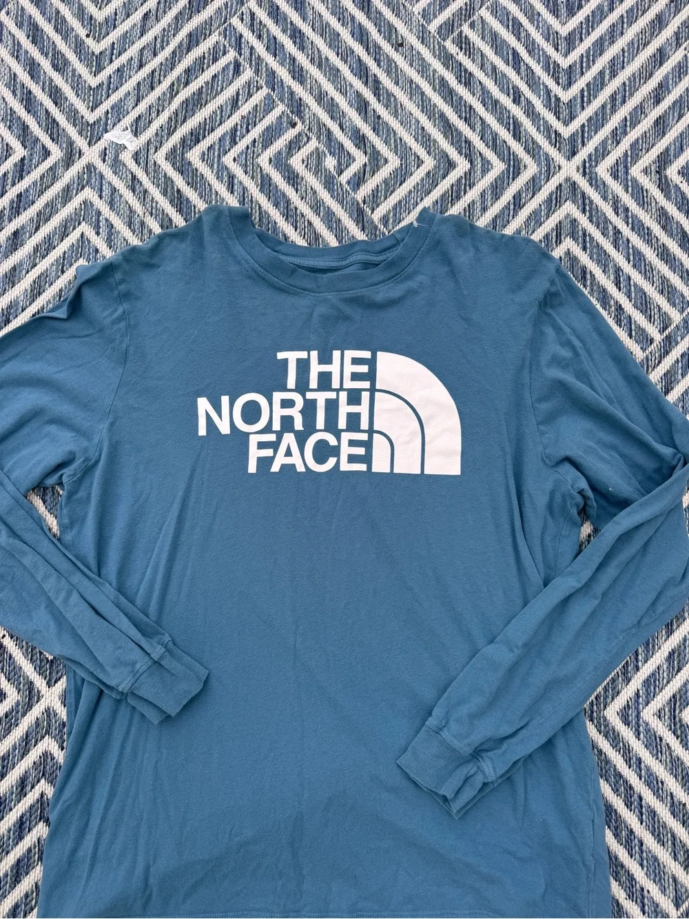 The North Face Men's Long Sleeve Logo Tee - Blue & White
